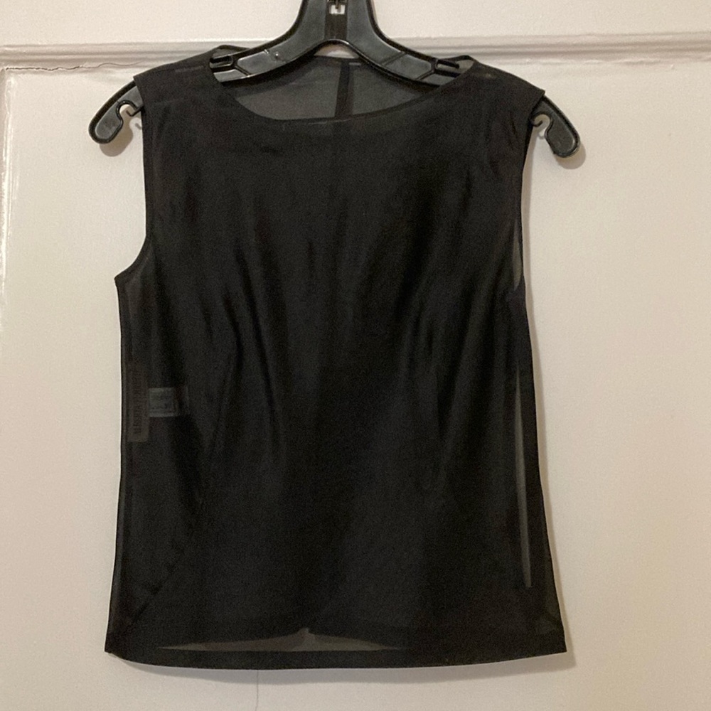 Alberta Perretti, Elegant Black Sleeveless silk organza Top